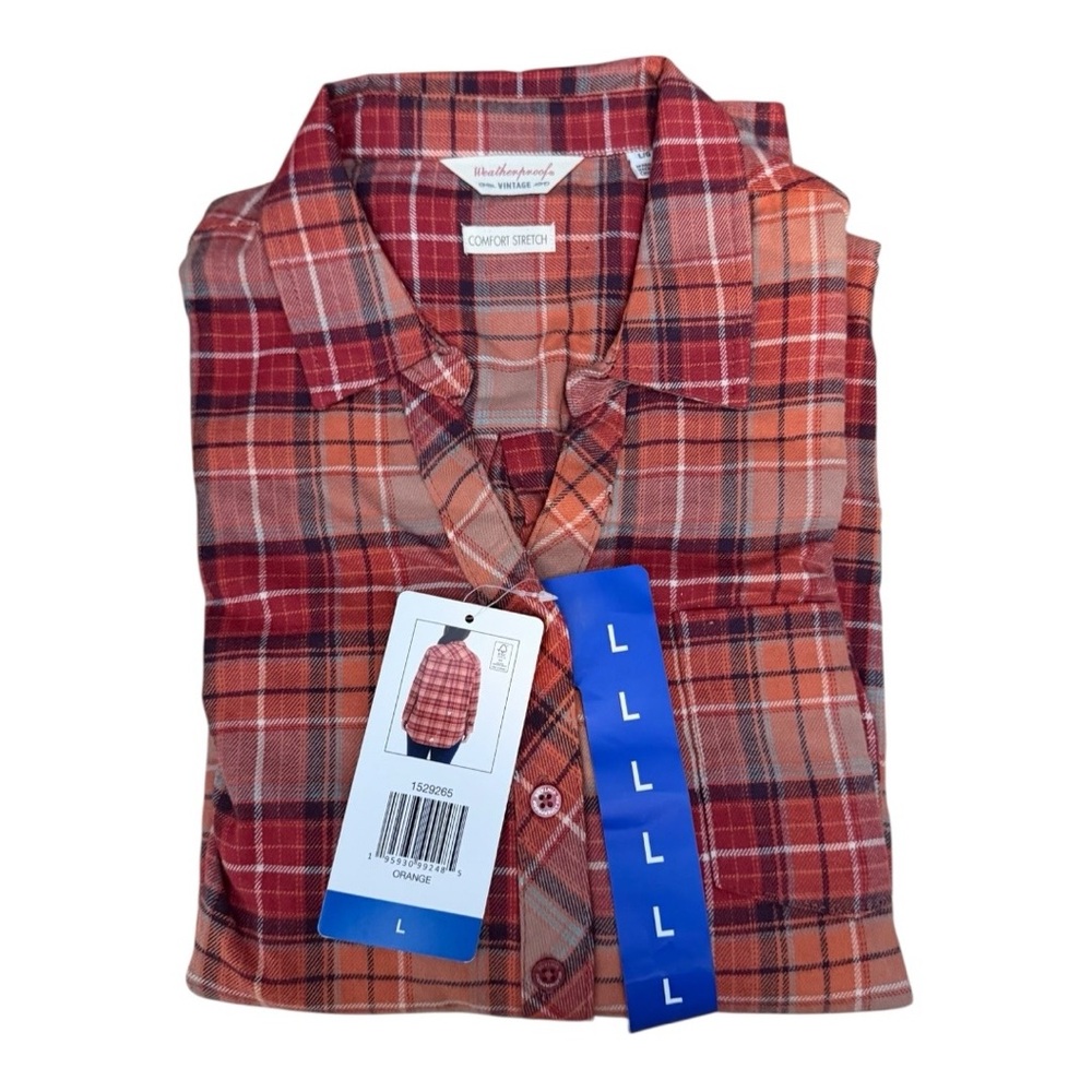 Weatherproof Vintage Classic-Fit Long-Sleeve Lightweight Flannel Sz L